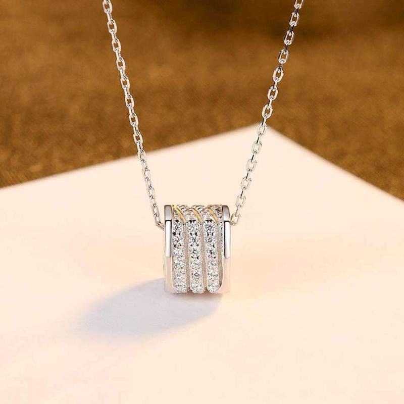 Silver Charm Necklace with Zirconia Crystal cubic zirconia necklace