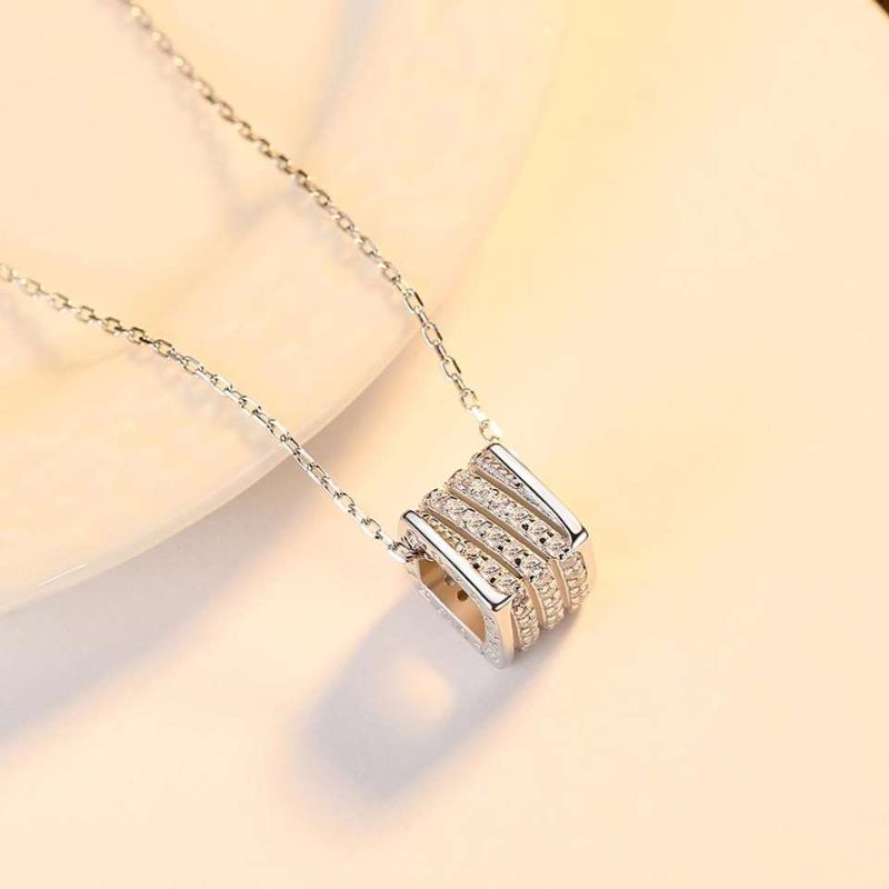 Silver Charm Necklace with Zirconia Crystal sterling silver necklace womens