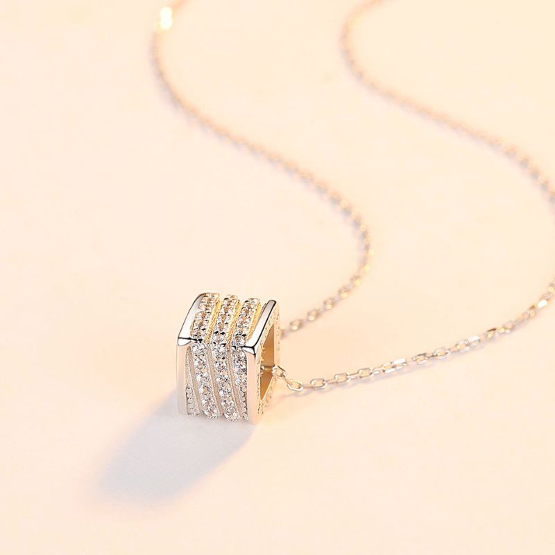 Silver Charm Necklace with Zirconia Crystal silver charm necklace