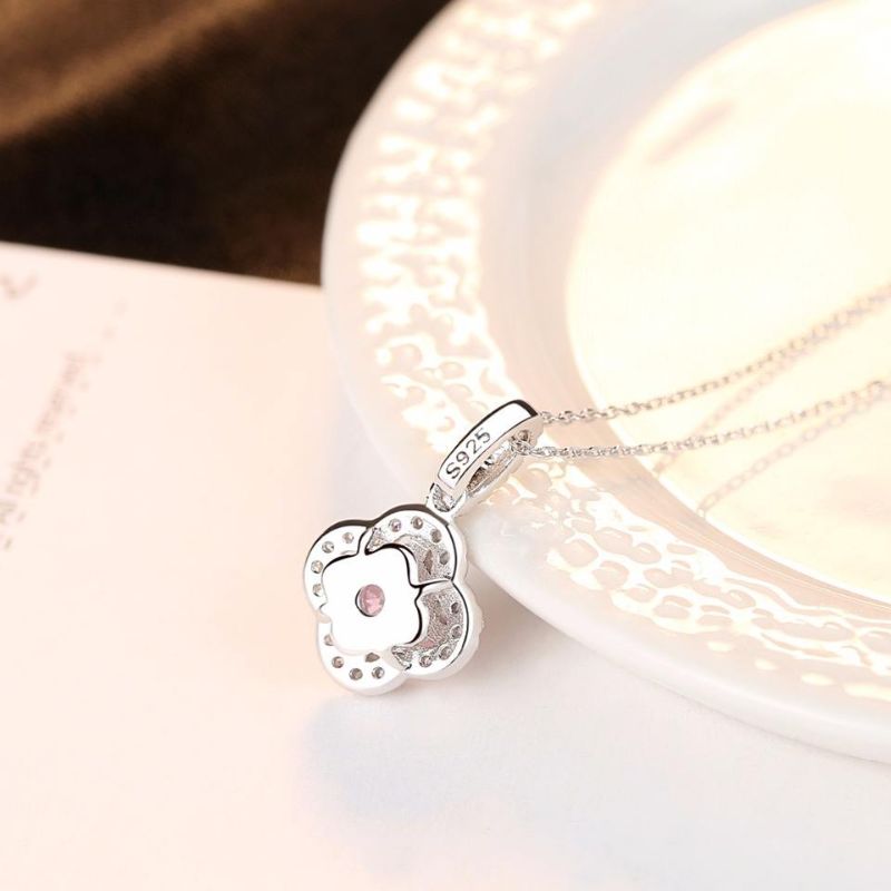 Silver and Pink Cubic Zirconia Necklace silver necklaces for women