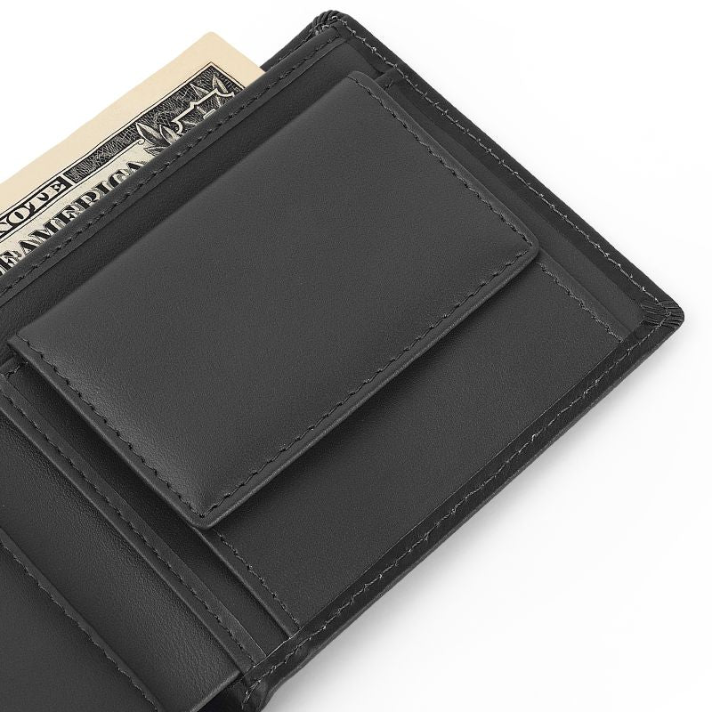 Classic Styled Men's Black Leather Wallet mens leather wallet with coin pocket