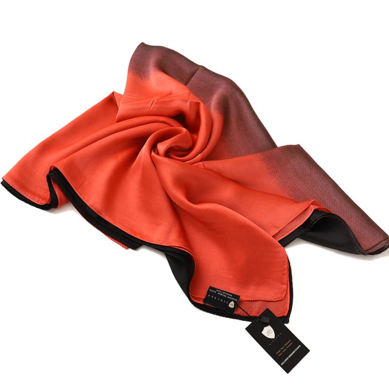 Salmon Red and Black Scarf satin scarf red