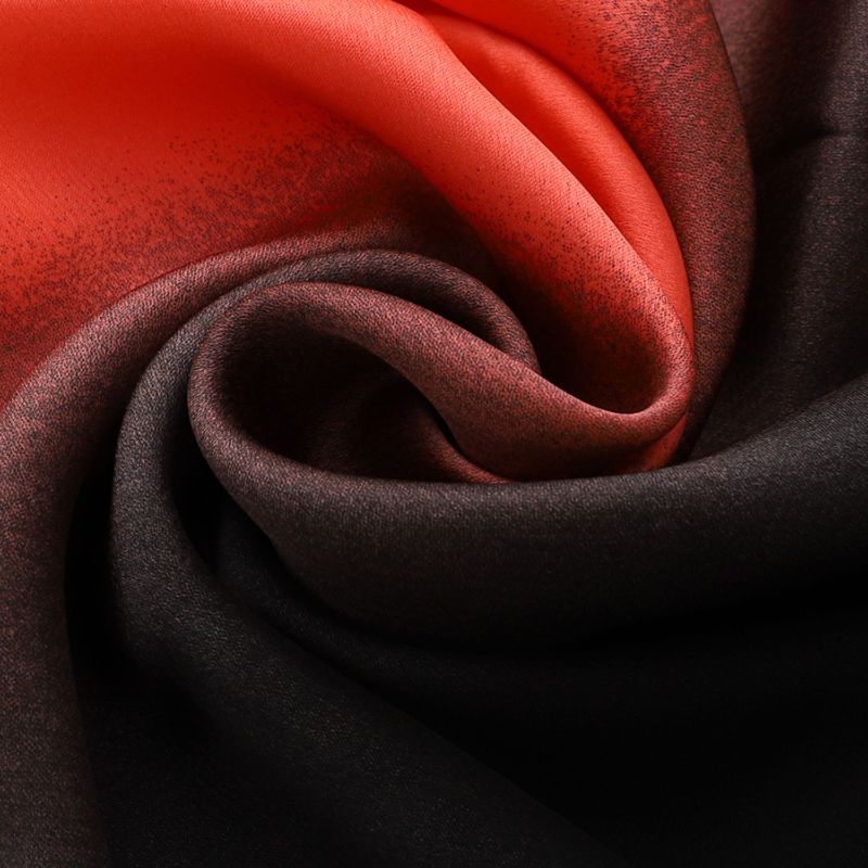 Salmon Red and Black Scarf satin scarf black