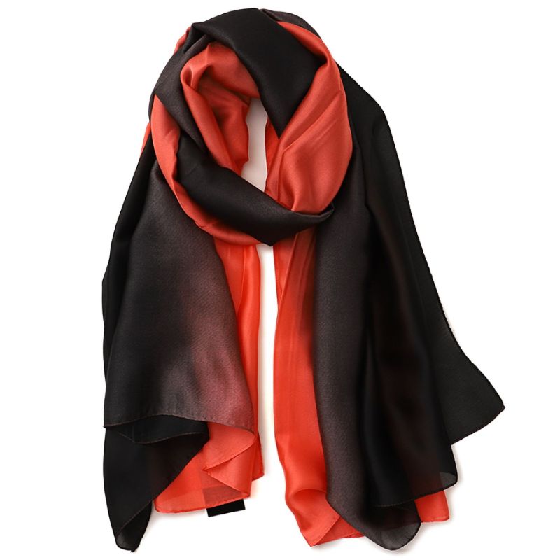 Salmon Red and Black Scarf thin black scarf