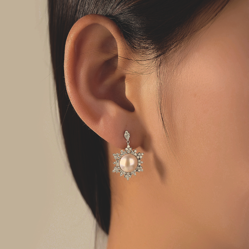 Silver Pearl Crystal Earrings pearl earrings silver