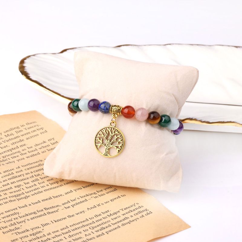 Tree of Life Charm Chakra Bracelet crystals and gifts