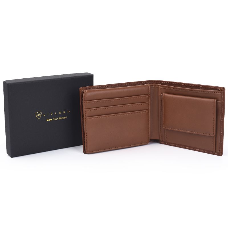 Men's Brown Leather Wallet RFID Card Holder brown wallet
