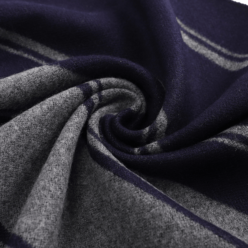 Men's Striped Wool Scarf Navy Grey - Livloko London