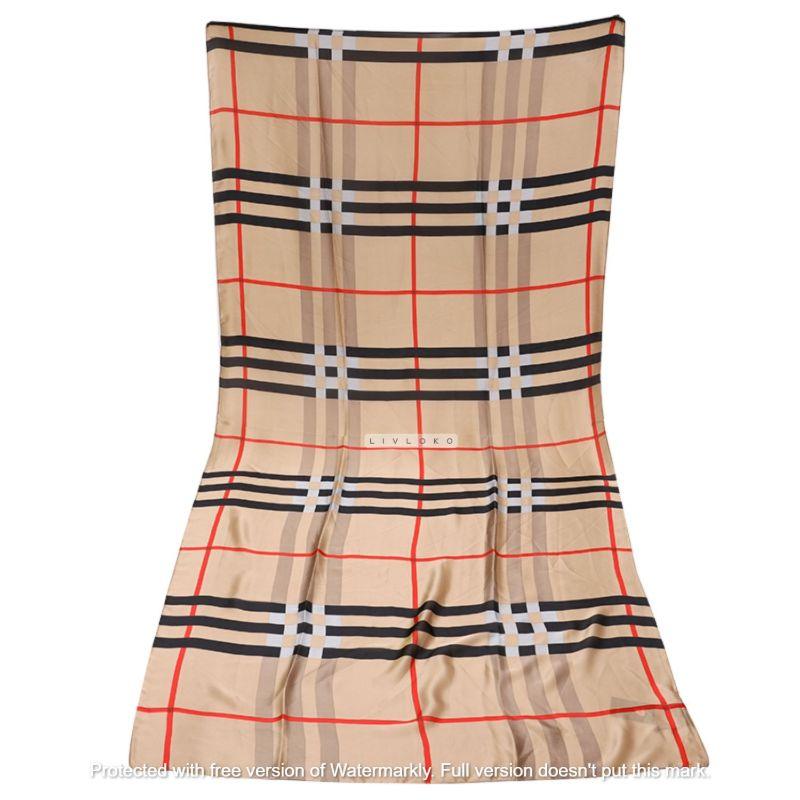 Classic Tartan Large Satin Scarf gold scarf