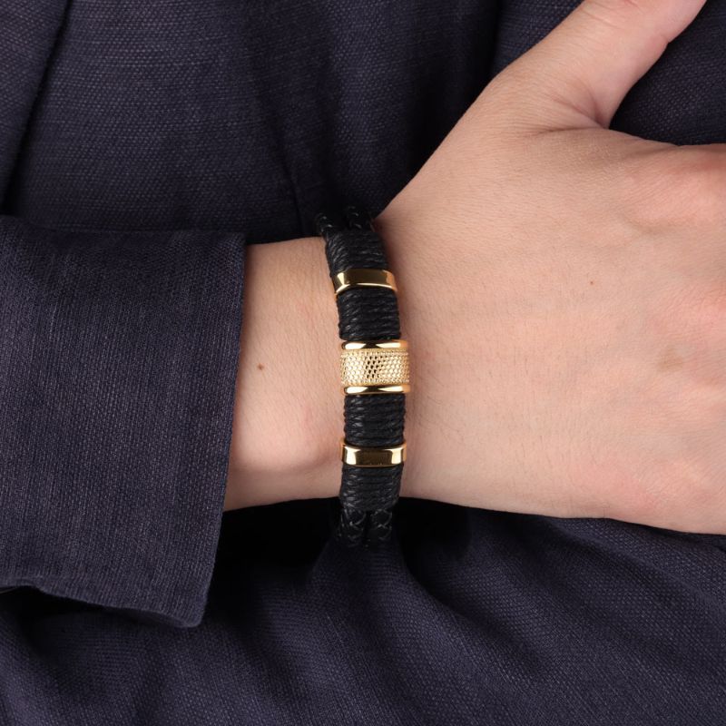Men's Black and Gold Designer Bangle Bracelet Mens Designer Bangle