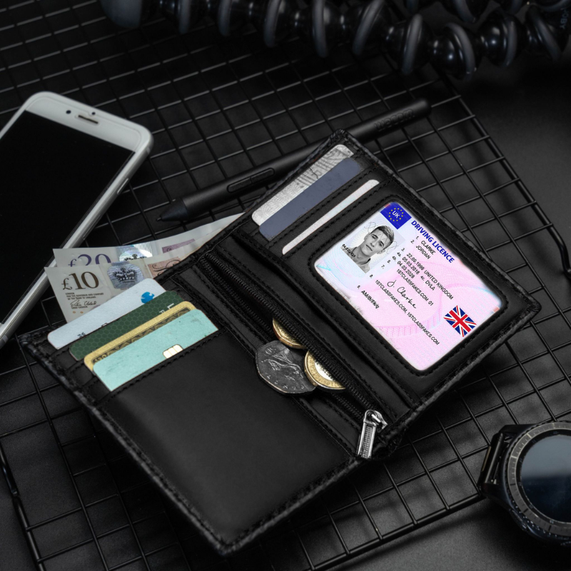 Men's Designer Black Bifold Wallet credit card wallet holder