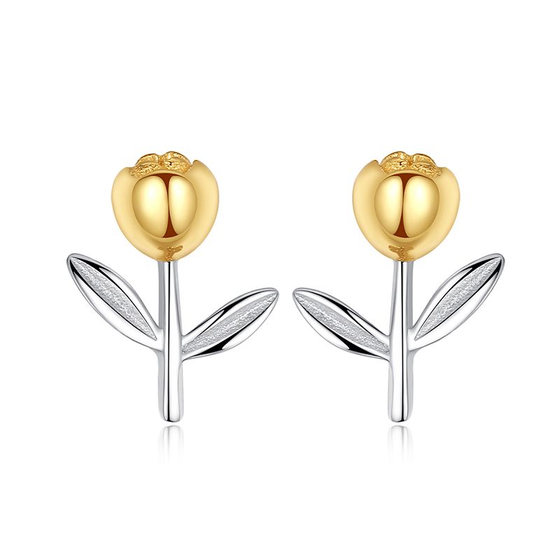 Flower Earrings Sterling Silver Gold Plated flower earrings