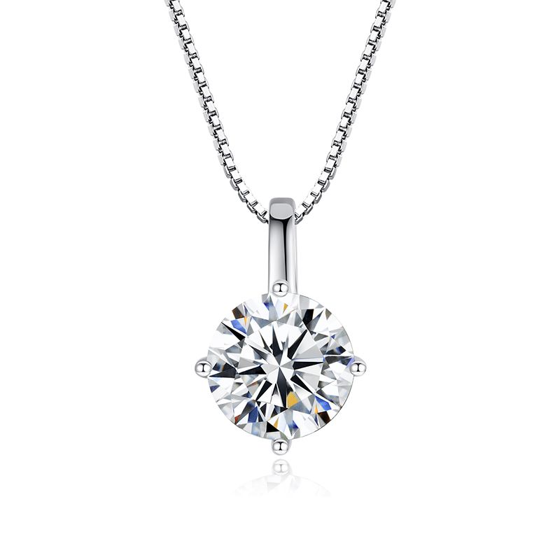 Ladies Silver Moissanite Pendant Necklace moissanite necklace