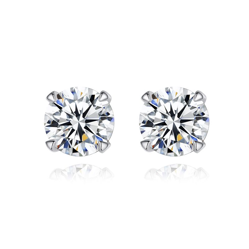 Solid Silver Moissanite Stud Earrings moissanite stud earrings