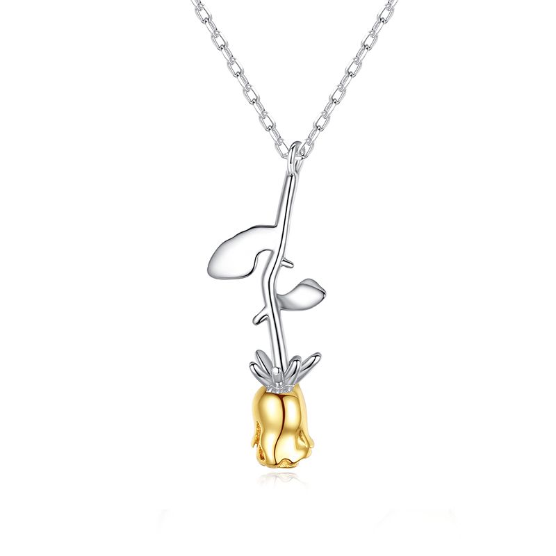 Gold Plated Rose Pendant on 925 Silver Chain gold necklace with a rose