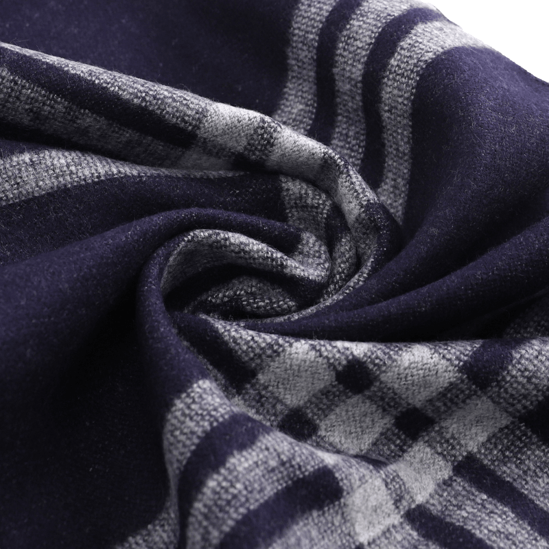 Men's Tartan Wool Scarf Blue Grey Men's Tartan Wool Scarf Blue Grey - Livloko London