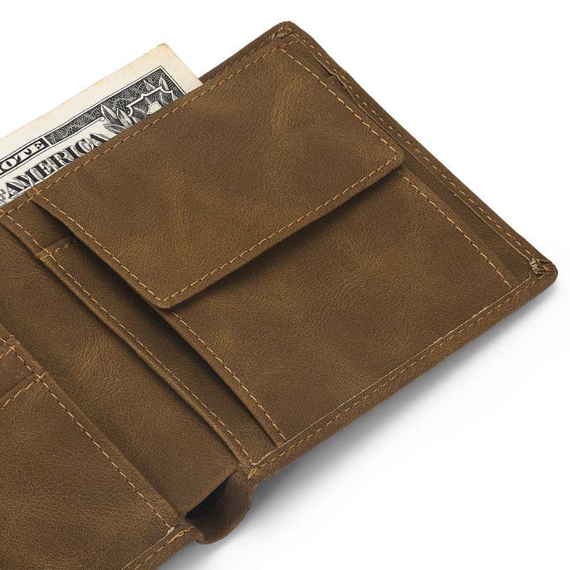 Men's Brown Soft Leather Vegan Wallet mens coin pouch