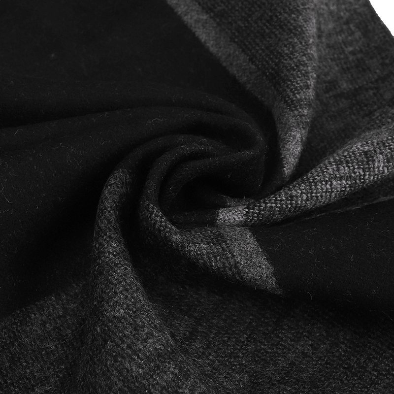 Men's Checked Wool Scarf Black Grey - Livloko London