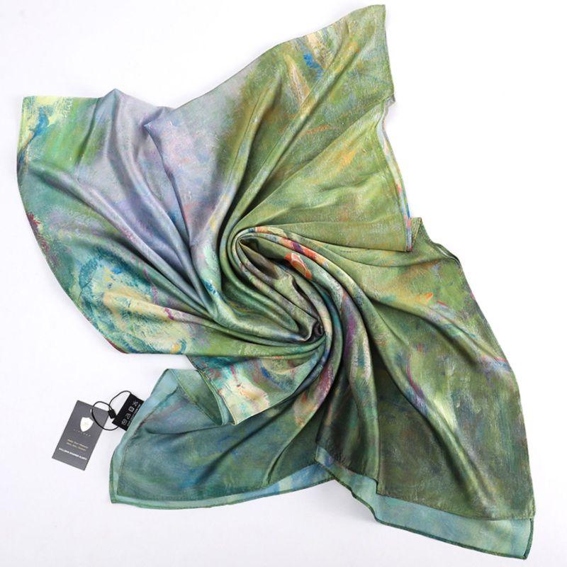 Water Lilies Printed Satin Scarf Claude Monet Water Lilies Scarf
