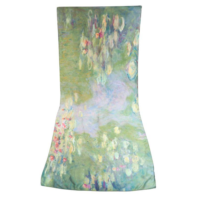 Water Lilies Printed Satin Scarf Claude Monet Water Lilies Scarf