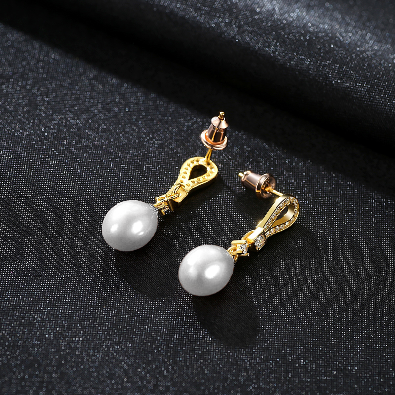 Sterling Silver Teardrop Pearl Drop Earrings