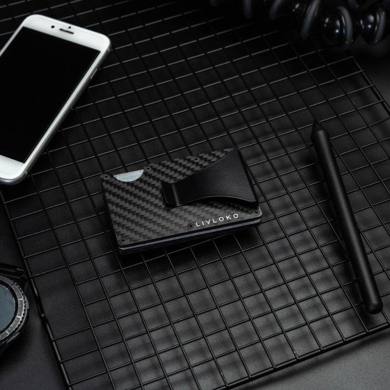 Carbon Fibre Black RFID Card Wallet credit card wallet