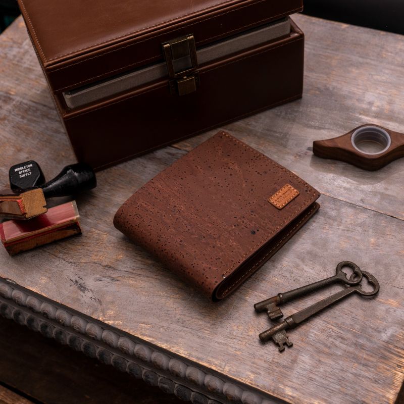 Brown Cork Fabric Vegan Wallet vegan wallet mens