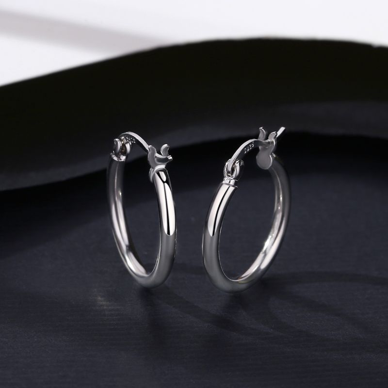 Women's Real Silver Hoop Earrings silver sleeper earrings