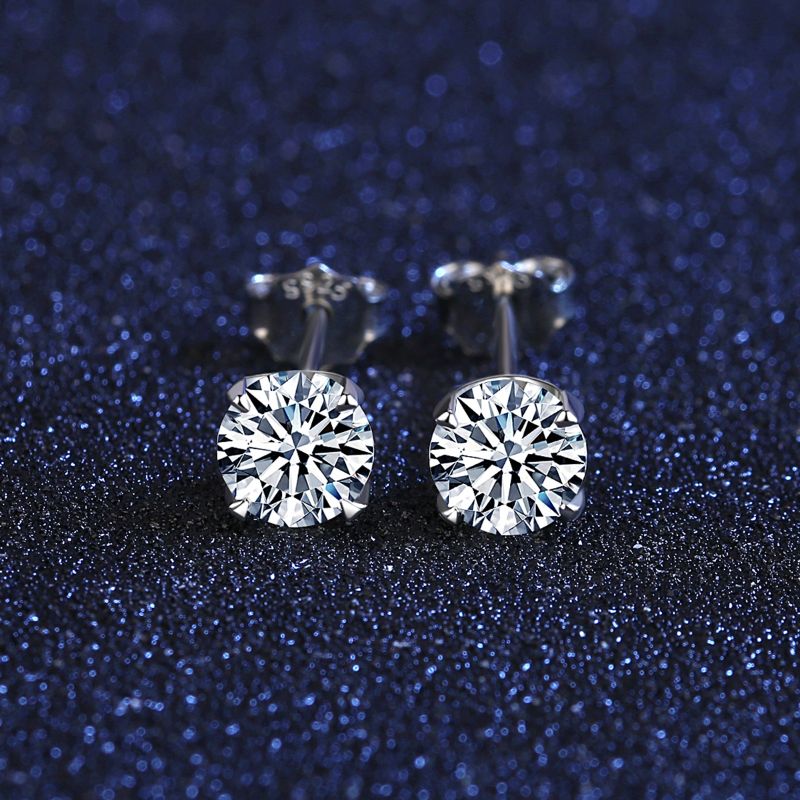 Solid Silver Moissanite Stud Earrings moissanite earrings uk