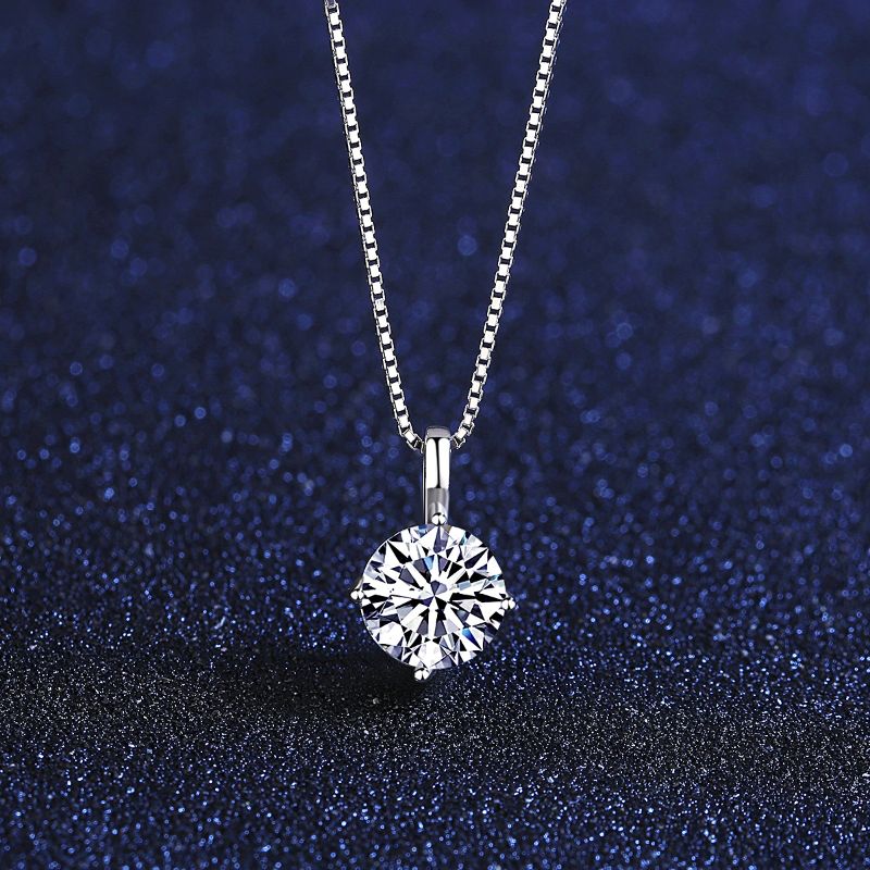 Ladies Silver Moissanite Pendant Necklace moissanite pendant