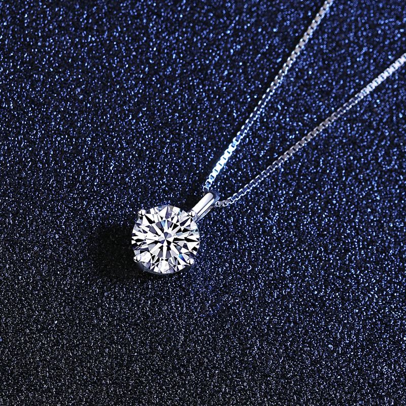 Ladies Silver Moissanite Pendant Necklace moissanite necklace uk