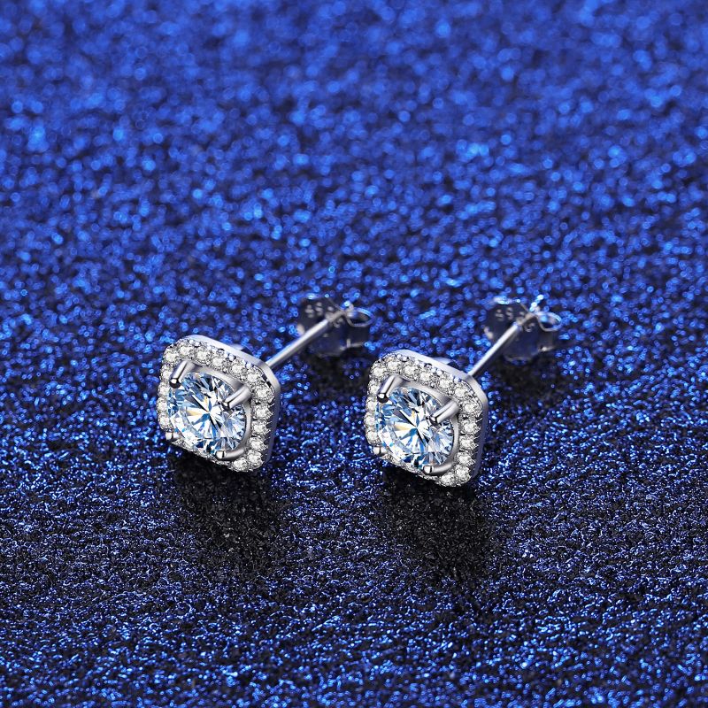 Sterling Silver Moissanite Stud Earrings silver women's earrings