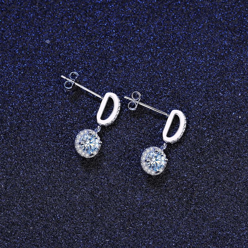 Silver Drop Earrings with Moissanite Crystal silver drop earrings uk