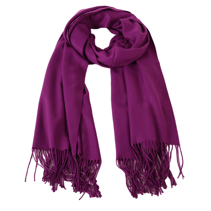 Regal Plum Pashmina Scarf, draped to show the design