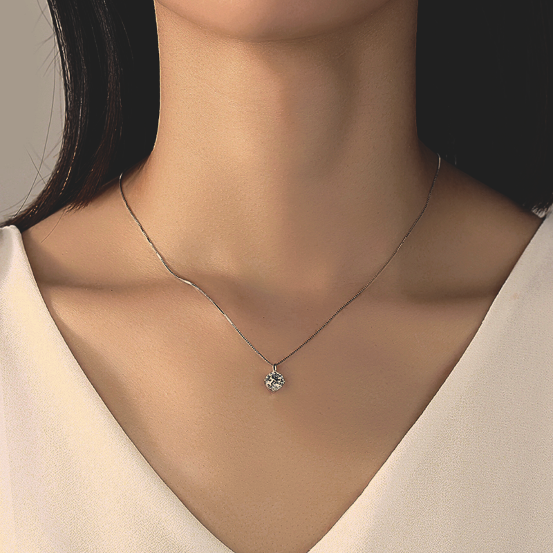 Ladies Silver Moissanite Pendant Necklace moissanite tennis necklace