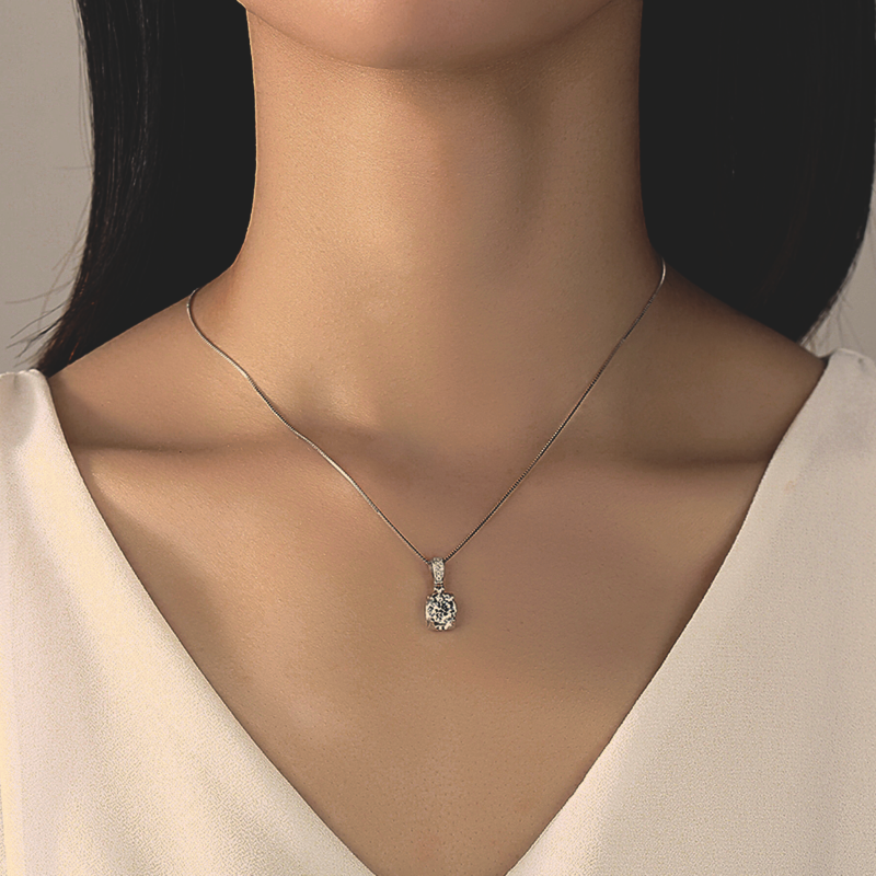 Sterling Silver Moissanite Tennis Necklace crystal pendant necklace