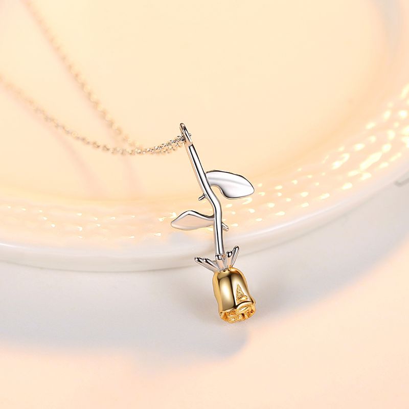Gold Plated Rose Pendant on 925 Silver Chain gold plated necklace