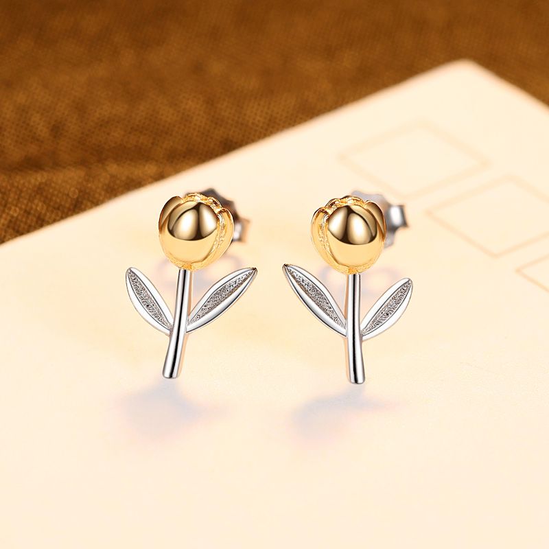 Flower Earrings Sterling Silver Gold Plated floral jewellery