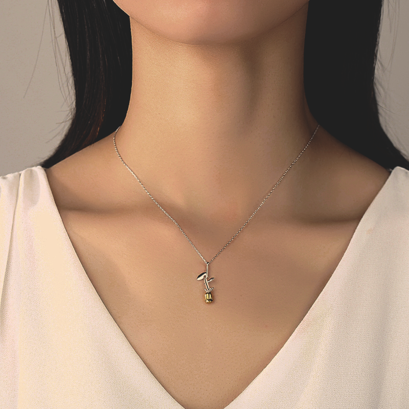 Gold Plated Rose Pendant on 925 Silver Chain 925 silver necklace