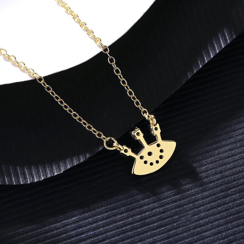 Model wearing Sterling Silver 18ct Gold Plated Protective Eye Zirconia Necklace