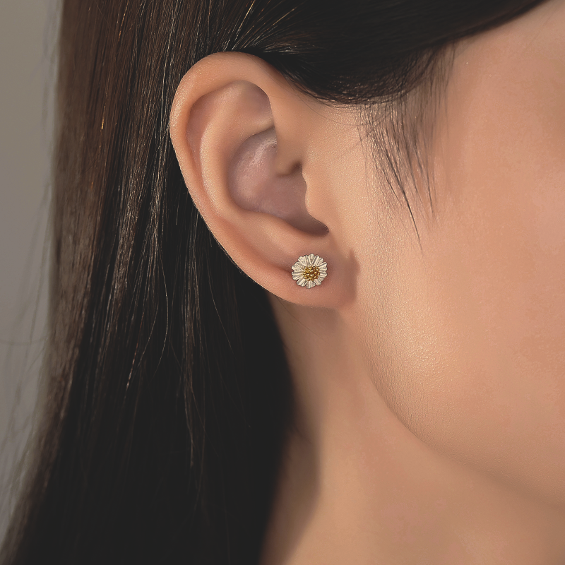 Gold Flower Sterling Silver Stud Earrings flower stud earrings