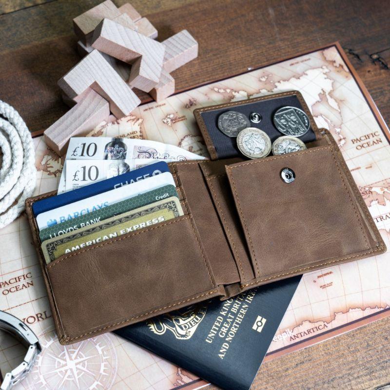 Men's Brown Soft Leather Vegan Wallet bifold wallet
