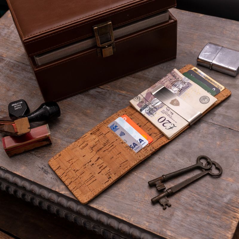 Vegan Money Clip Wallet Non Leather cork slim wallet