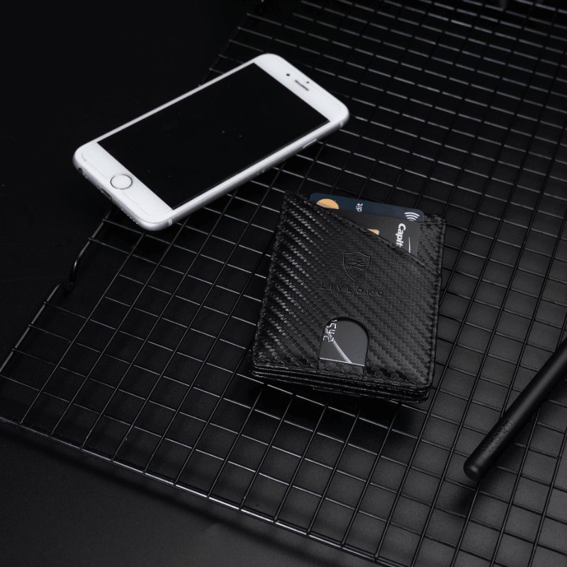 RFID Money Clip Card Holder Black Wallet carbon fibre wallet