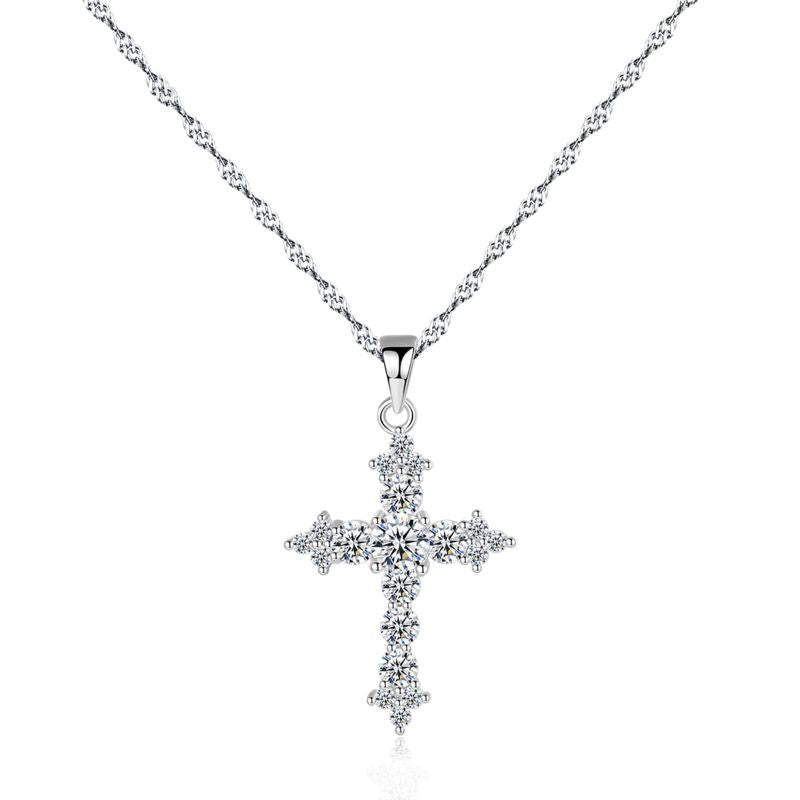 Silver Cross Necklace with Cubic Zirconia silver cross necklace