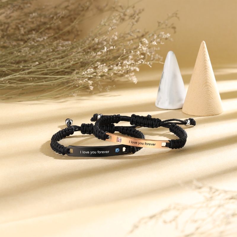 Personalised Titanium Steel Couple Rope Bracelet Personalised Titanium Steel Couple Rope Bracelet - Livloko London