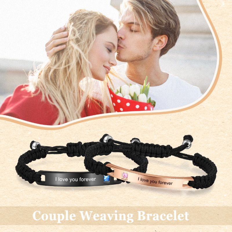 Personalised Titanium Steel Couple Rope Bracelet Personalised Titanium Steel Couple Rope Bracelet - Livloko London