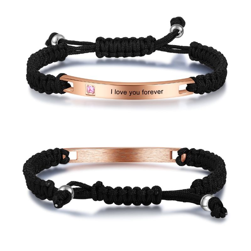 Personalised Titanium Steel Couple Rope Bracelet