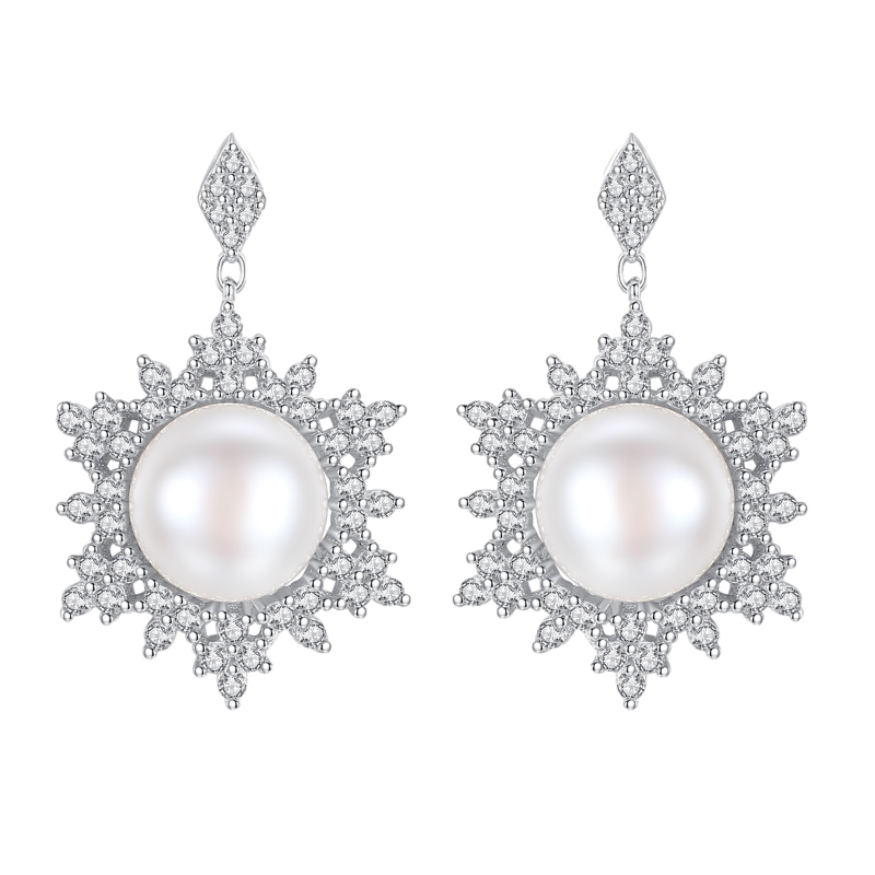 Silver Pearl Crystal Earrings silver pearl earrings