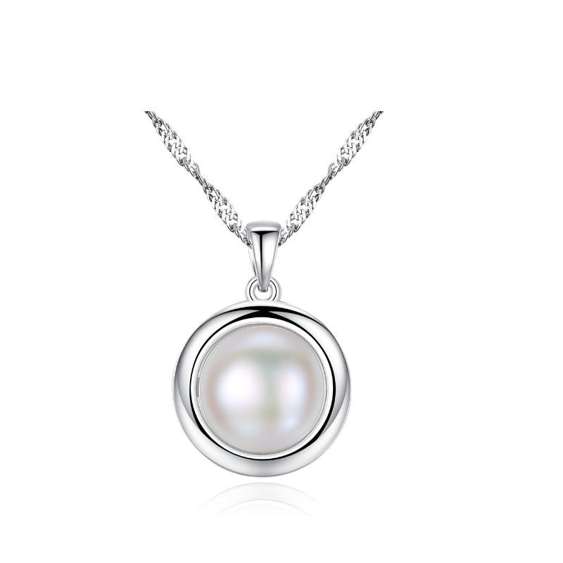 Silver Pendant with Pearl Necklace pearl pendant necklace